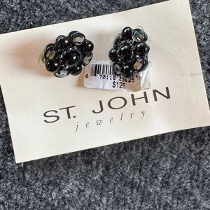 St. John Black Floral Earrings